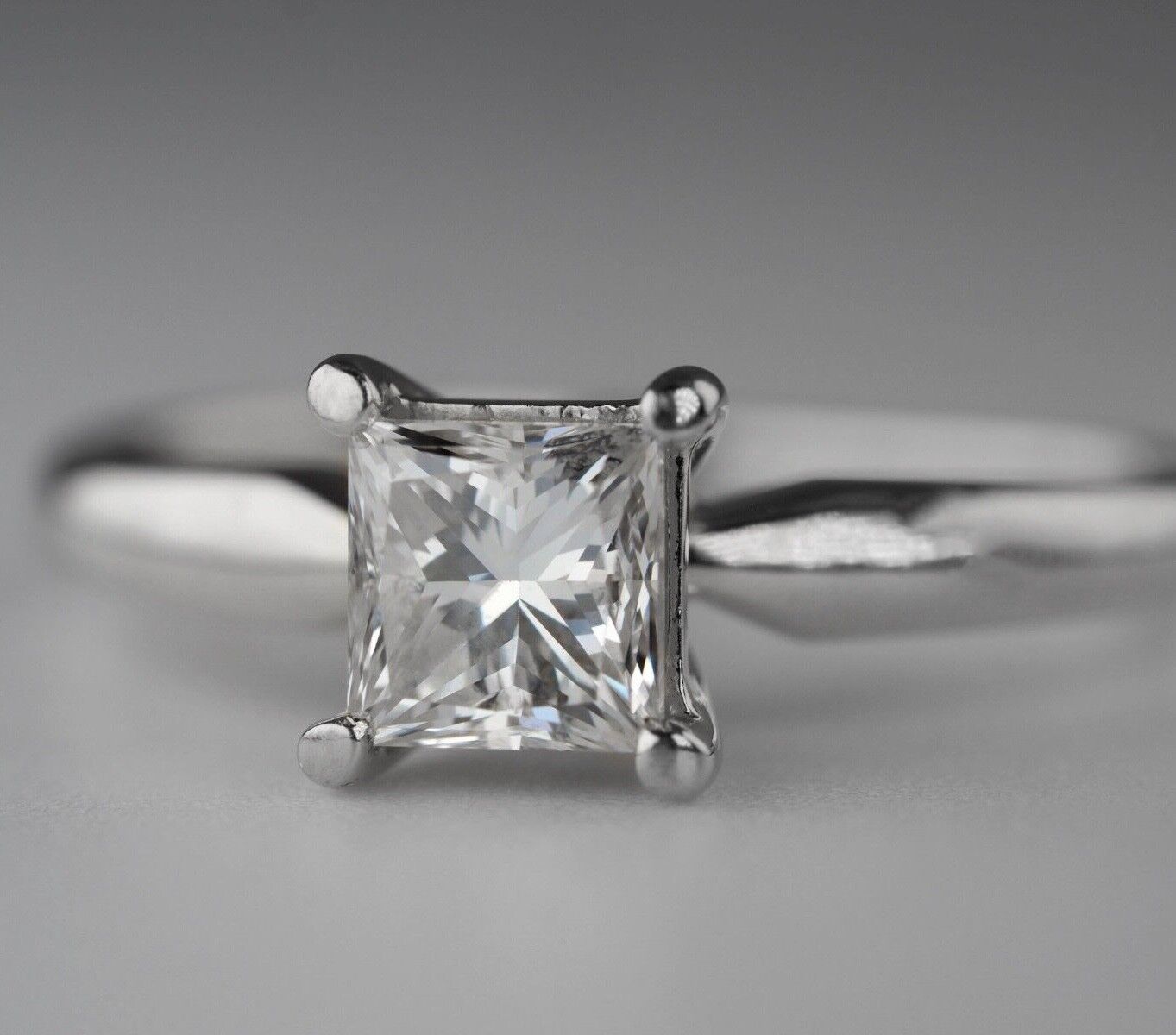 19k White Gold 0.57ct VVS1 F Natural Princess Diamond Engagement Ring $7925