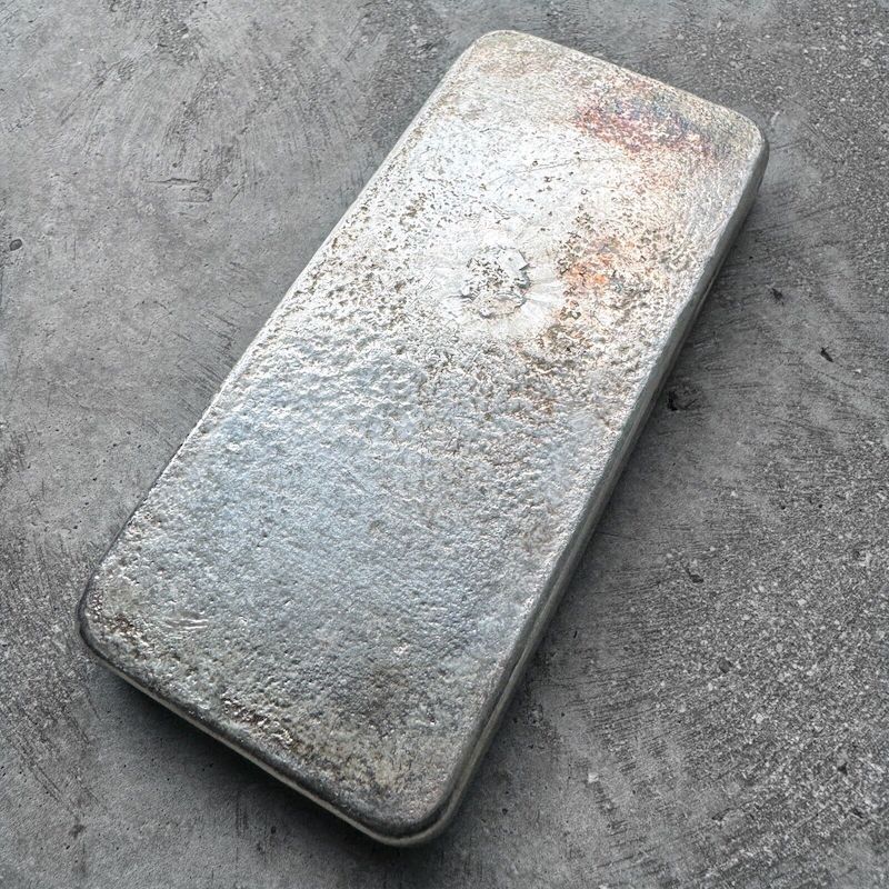 Vintage 20 oz .999 Silver Johnson Matthey Poured bar Pretty Pour lines + Toning