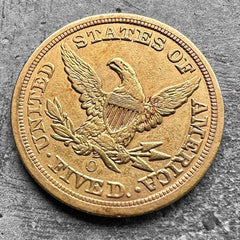 1854 0 Gold $5 Dollar Liberty Half Eagle coin - New Orleans Mint