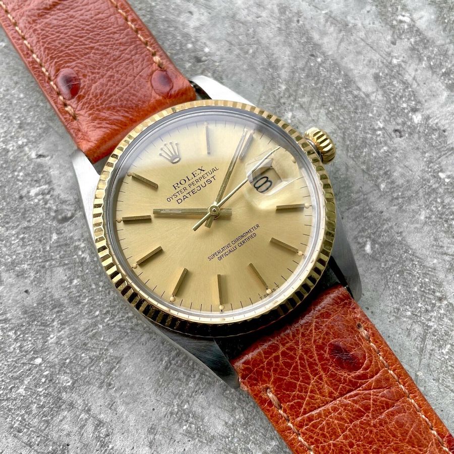 1984 Rolex 36mm Datejust 16013 Stainless Steel Gold Fluted Bezel - Attractive