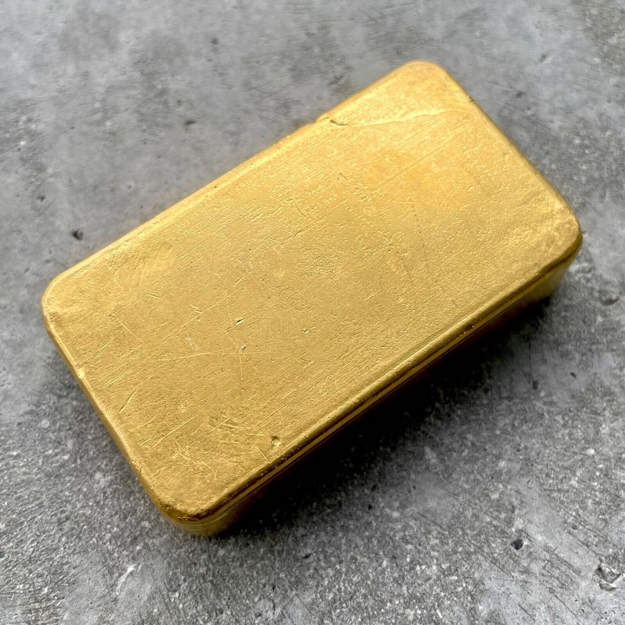 Engelhard 20 oz Gold Poured Bar .9975 20oz - Pretty Pour Lines