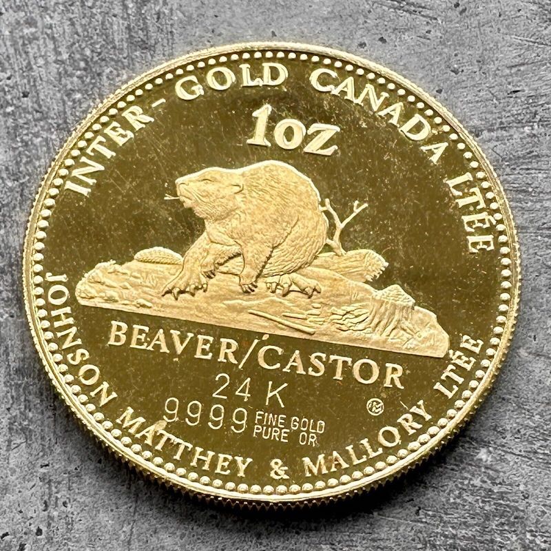 Vintage Johnson Matthey 1 oz Inter Gold Canada LTEE .9999 1oz- Beaver Castor