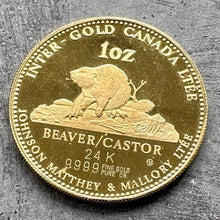 Load image into Gallery viewer, Vintage Johnson Matthey 1 oz Inter Gold Canada LTEE .9999 1oz- Beaver Castor
