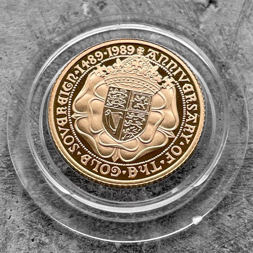 1989 Great Britain Coin Tudor Rose 1/2 Sovereign Gold Proof Coin
