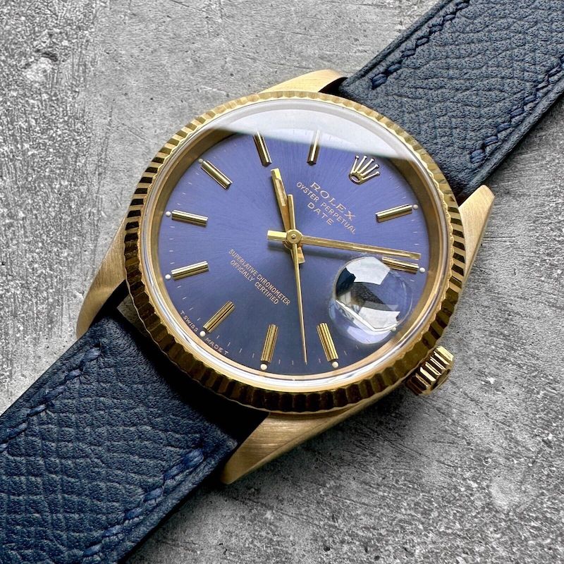 1989 Rolex Date 18k Gold 15238 - Stunning blue dial