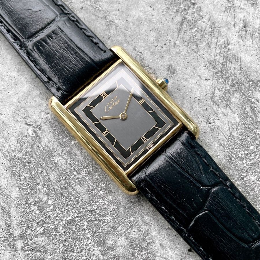 1992 Tank De Must Cartier 681006 Quartz gold plated Grey Dial - Original Papers