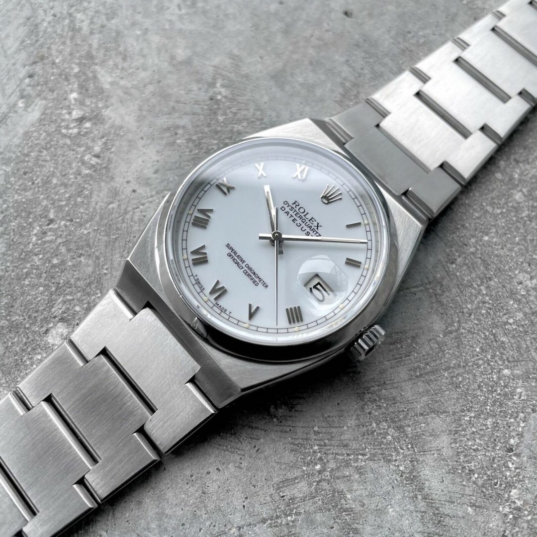 1979 Rolex Oyster Quartz Stainless Steel 17000 B - Roman Number Ivory White Dial