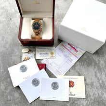 Load image into Gallery viewer, 2002 Rose Gold Omega Speedmaster Broad Arrow 3153.80.00 - Box Papers - Blue Dial
