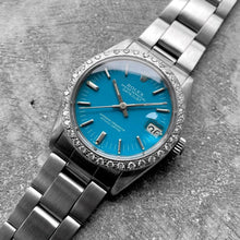 Load image into Gallery viewer, 31mm Rolex 6824 Stainless Ladies Datejust Diamond Bezel Custom Tiffany Blue Dial
