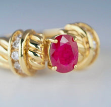 Load image into Gallery viewer, Solid 18k Yellow Gold 1.31 ct Ruby + Natural Diamond ring - $7025 Appraisal
