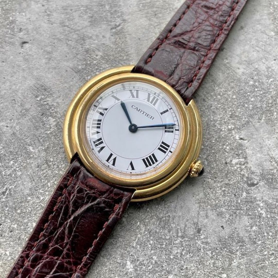 Vintage Mens Cartier Ellipse Gold Manual Wind 78-1 Serviced, Unpolished