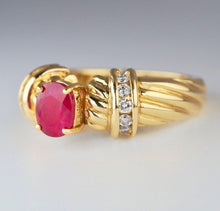 Load image into Gallery viewer, Solid 18k Yellow Gold 1.31 ct Ruby + Natural Diamond ring - $7025 Appraisal
