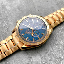 Load image into Gallery viewer, 2002 Rose Gold Omega Speedmaster Broad Arrow 3153.80.00 - Box Papers - Blue Dial
