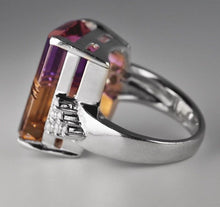 Load image into Gallery viewer, Vintage Platinum 27.38ct Natural Ametrine Quartz + Diamond cocktail ring $7500
