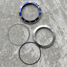 Load image into Gallery viewer, Rolex Original 18K Gold Blue Bezel Insert + retaining ring 16808 16613 16618
