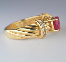 Load image into Gallery viewer, Solid 18k Yellow Gold 1.31 ct Ruby + Natural Diamond ring - $7025 Appraisal
