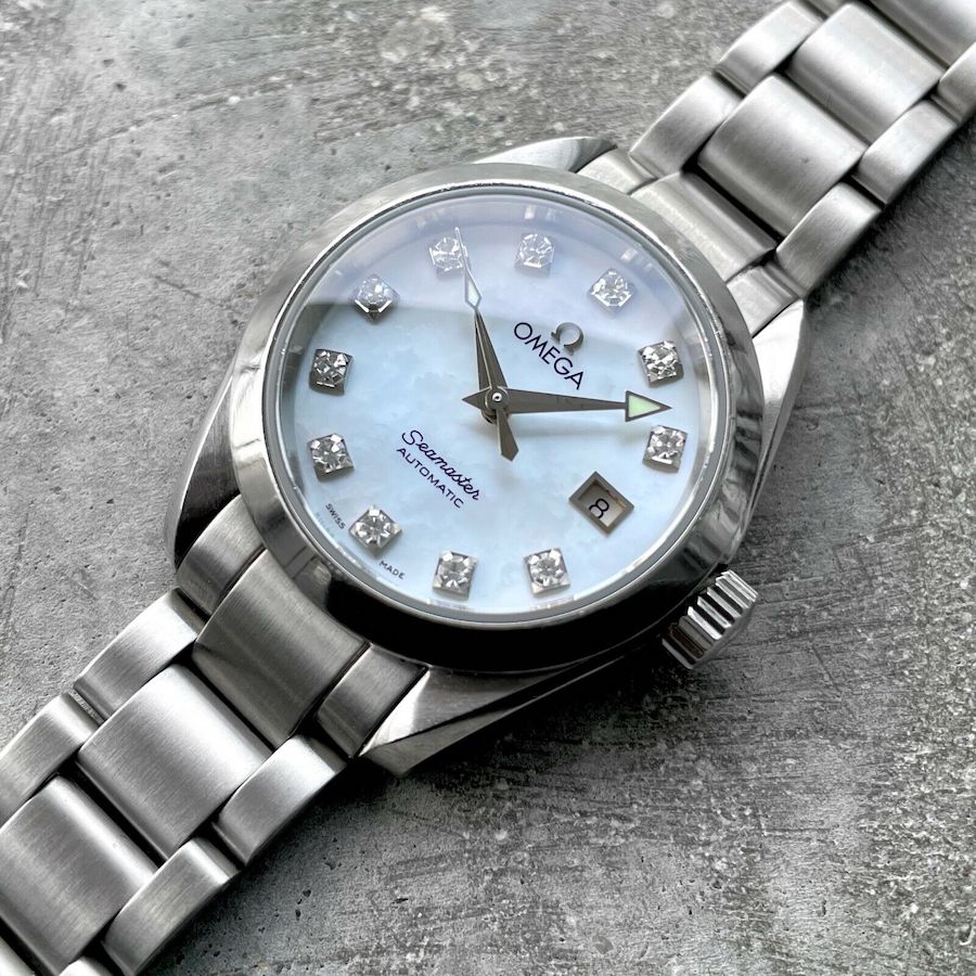 Ladies Omega Aqua Terra Stainless Steel 2563.75.00 Mother of Pearl Diamond Dial