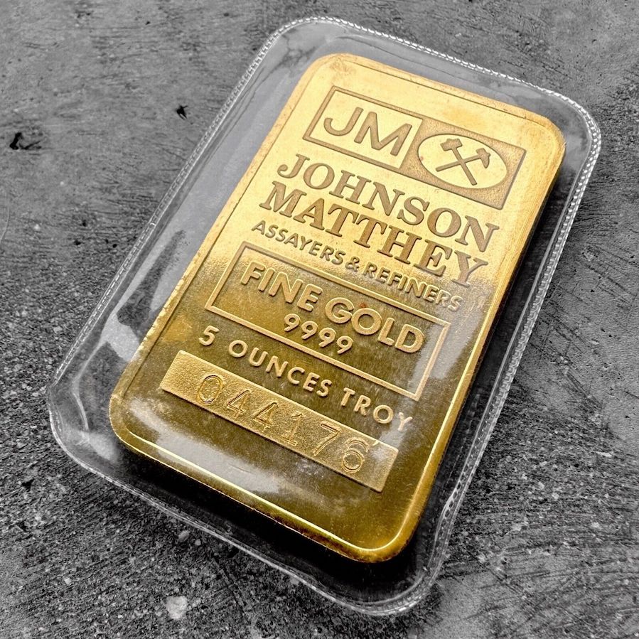 Vintage Johnson Matthey 5 oz Gold stuck Bar .9999 5oz