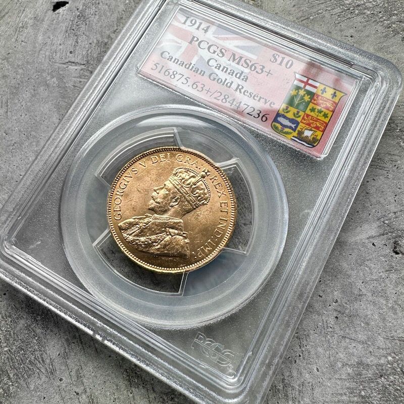 1914 Canada 10 Dollar Gold Coin Bank of Canada Gold Reserve - PCGS MS 63+