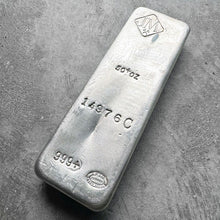Load image into Gallery viewer, 50 oz .999 Silver Johnson Matthey Poured bar - C Serial
