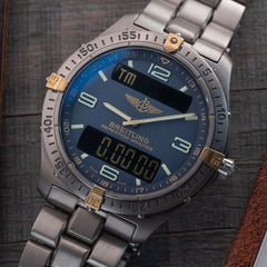 40mm Breitling Aerospace F65062 Digital + Analog – Blue dial + Titanium
