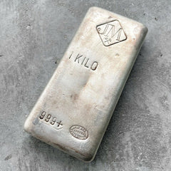 Vintage Johnson Matthey Kilo bar 32.15 oz .999 Silver Poured 1 kg - Very clean