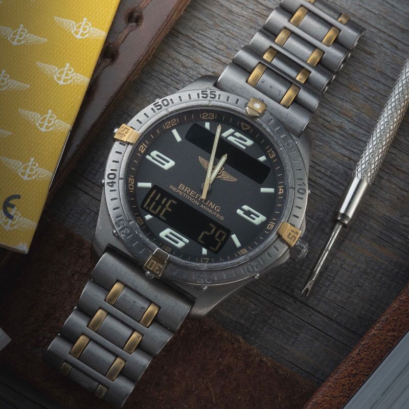 40mm Breitling Aerospace F65062 Digital + Analog Papers – Grey dial + Titanium