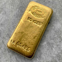 Johnson Matthey London 10 oz Gold Poured Bar .9999 10oz - Low Serial