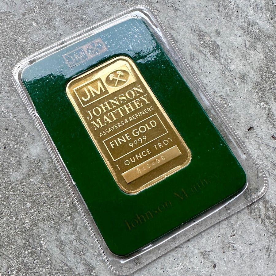 Vintage Johnson Matthey 1 oz Gold Bar .9999 1oz - Original Green Seal