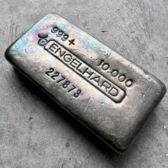10 oz Engelhard .999 Silver Poured bar - Rainbow Toning!