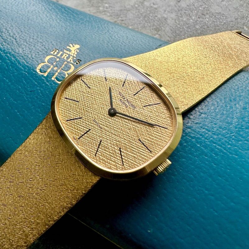 Vintage Mens Patek Philippe Golden Ellipse 18K Yellow Gold - Signed Birks
