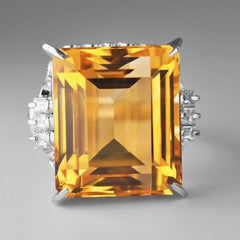 Vintage Platinum Natural 18.73ct Citrine / Diamond Cocktail ring $7000 Appraisal