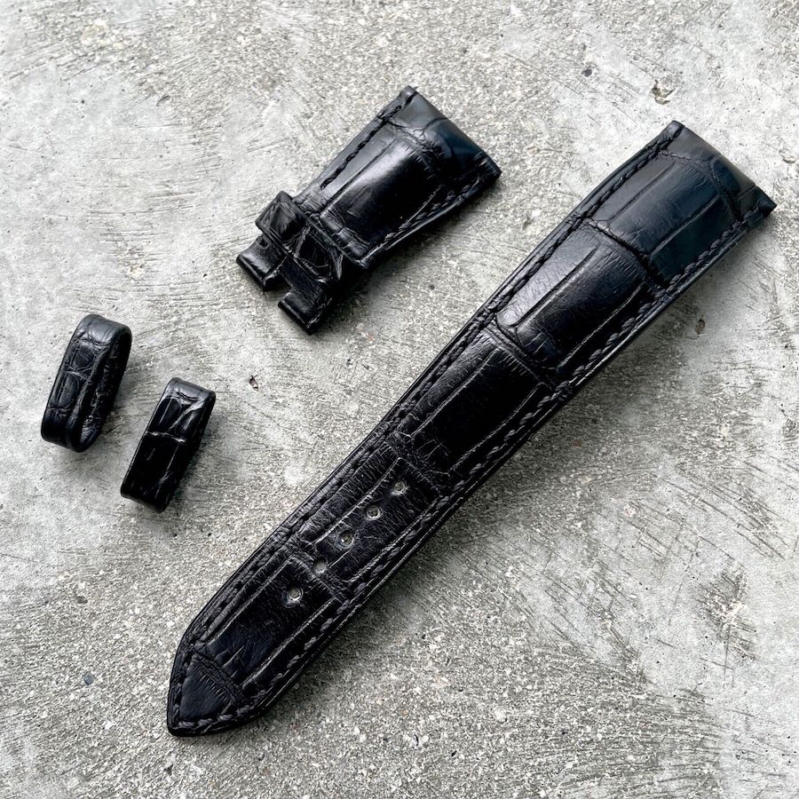 Original Rolex Leather Black band strap 20mm / 16mm 346771 DXS - Size XS