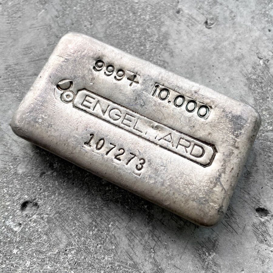 Vintage 10 oz .999 Silver Engelhard Poured bar