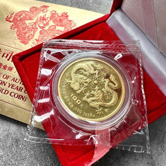1988 Gold Lunar Dragon China 1 oz Gold .9999+ Fine 100 Yuan Sealed