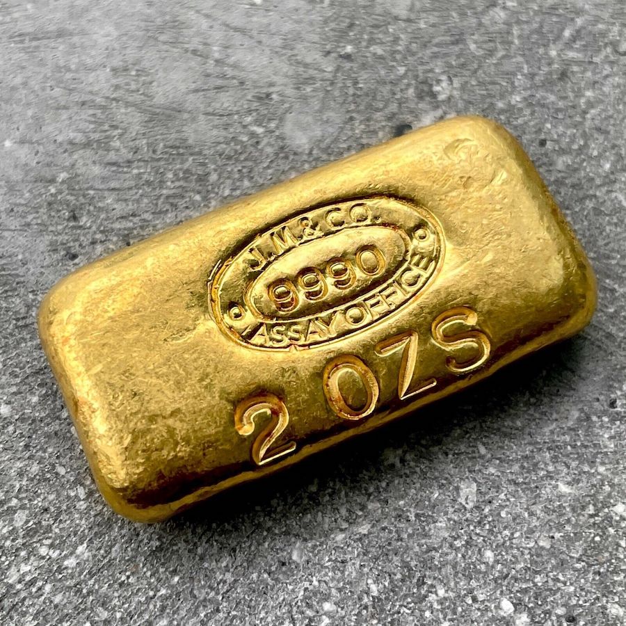 Johnson Matthey Company 2 oz Gold Poured Bar .999 Fine JMC