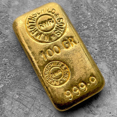 Rothschild Gold Poured Bar 100 gram .9999 Fine - 3.215 oz