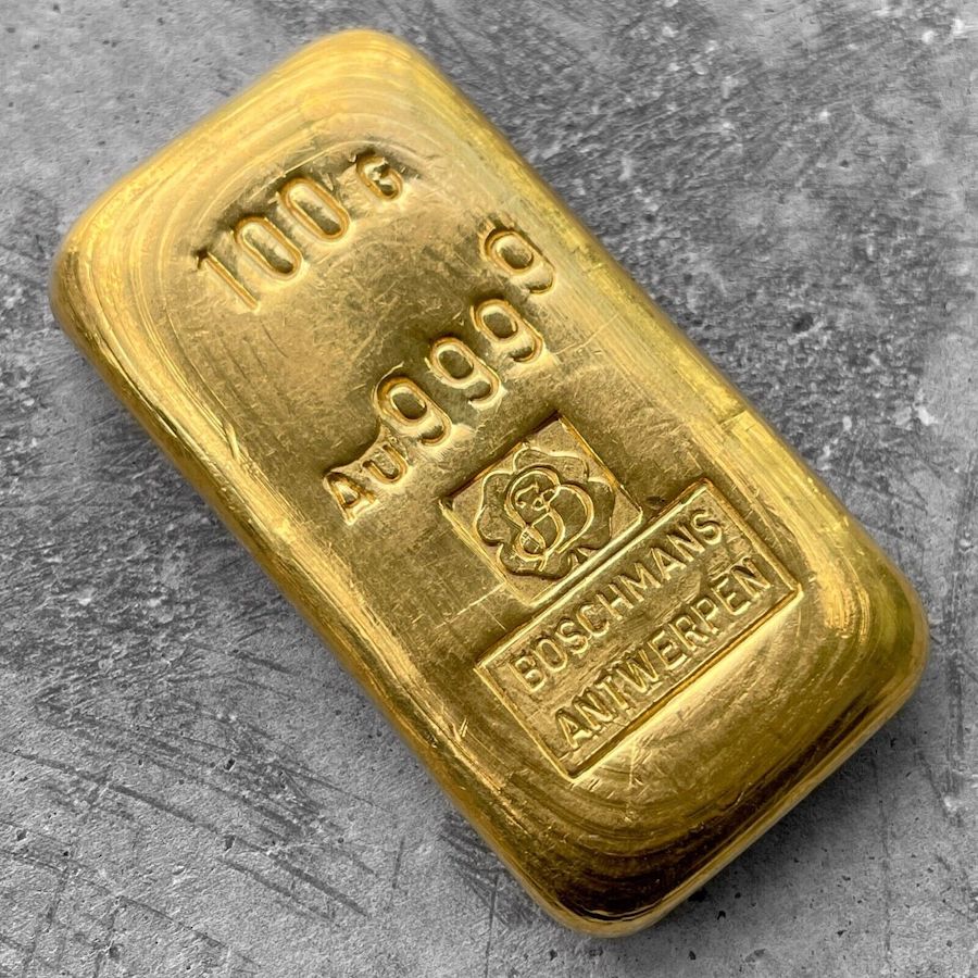 Boschmans Antwerpen 3.215 oz Gold Poured Bar .9999 - 100 Gram
