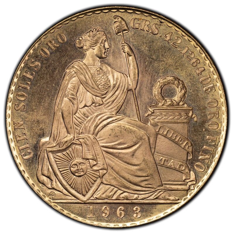 1963 Peru 100 Soles Gold Coin