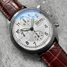 Load image into Gallery viewer, IWC Pilot Spitfire Fliegerchronograph Pilot 3706 Day Date Silver Dial
