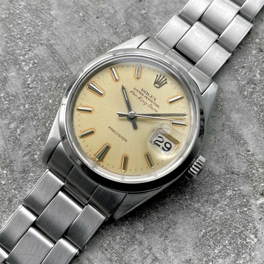 1969 Rolex 34mm Airking 5700 Stainless Riveted - Tropical Sunburnt Orange Dial