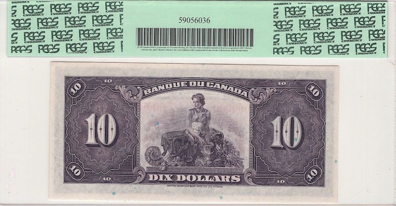 1935 Canada French $10 Specimen BC-8S PCGS Gem New 66PPQ