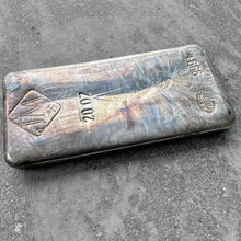 Load image into Gallery viewer, 20 oz .999 Silver Johnson Matthey Poured bar - Rainbow Toning + Lindon Frost

