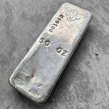 Load image into Gallery viewer, Vintage 50 oz .999 Silver Johnson Matthey Poured bar - Vertial Serial

