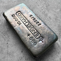 10 oz Engelhard .999 Silver Poured bar - Rainbow Toning!