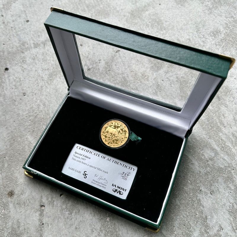 1997 South Africa Gold Coin Proof 1 oz 100 Rand - Natura Buffalo 300 Minted