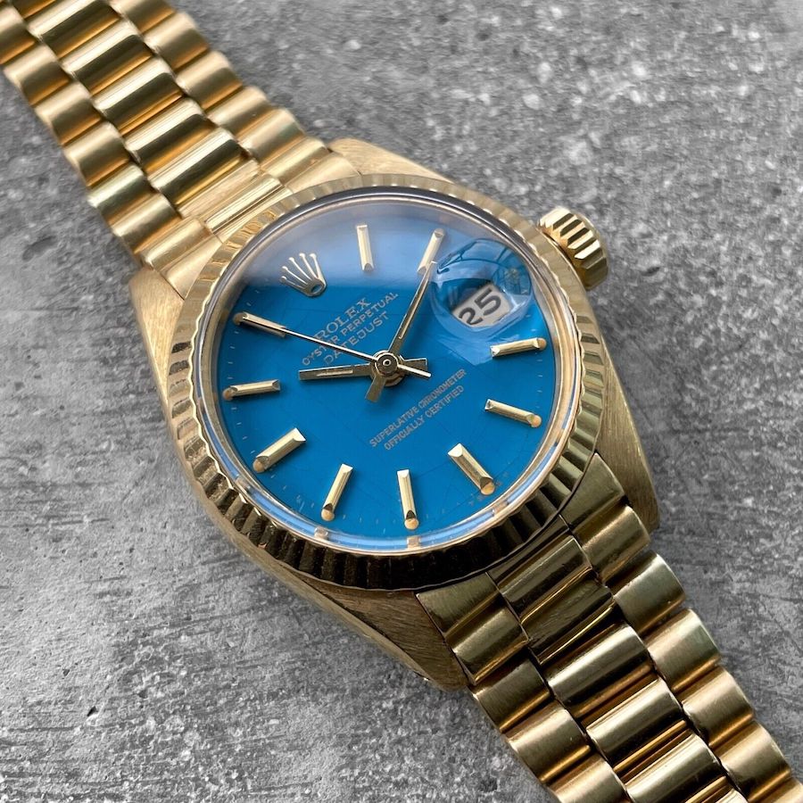 1970 Rolex Datejust President Yellow Gold 6917 - Blue Stella Dial