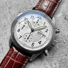 Load image into Gallery viewer, IWC Pilot Spitfire Fliegerchronograph Pilot 3706 Day Date Silver Dial
