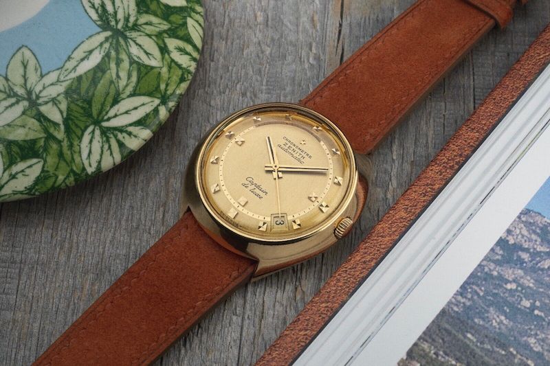 Vintage Zenith Captain de Luxe 18k Gold Mens Watch