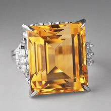 Load image into Gallery viewer, Vintage Platinum Natural 18.73ct Citrine / Diamond Cocktail ring $7000 Appraisal
